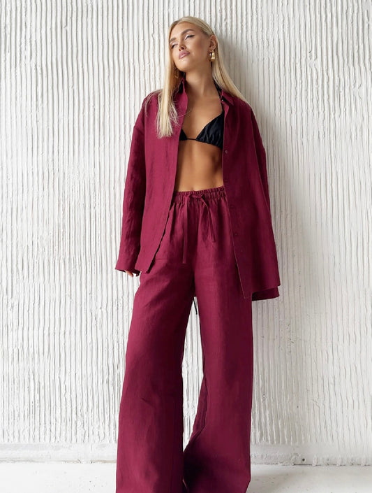 Ensemble décontracté femme(chemise et bas large)