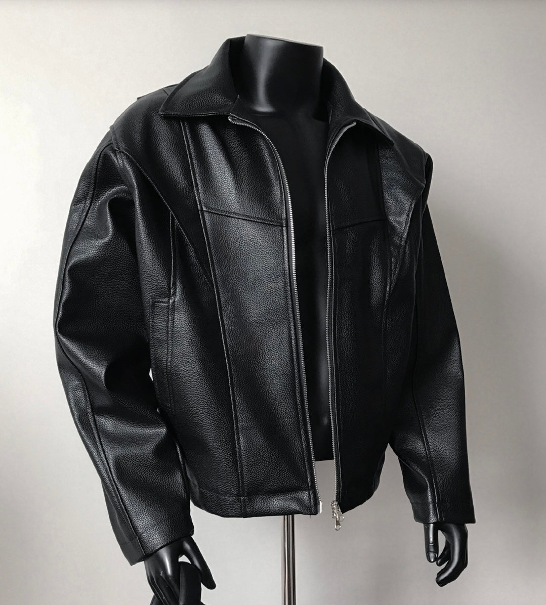 Veste en cuir avec fermeture éclair