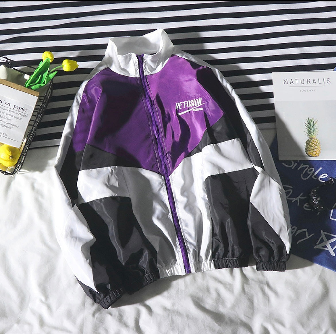 Veste à zip tricolore standard