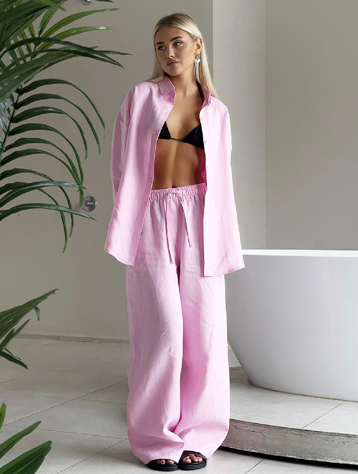 Ensemble décontracté femme(chemise et bas large)