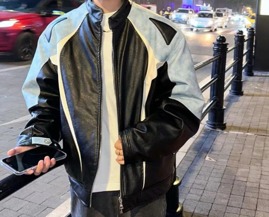 Veste bicolore pour l'autaumne et l'hiver. Vêtement de haute mode avec fermeture éclair